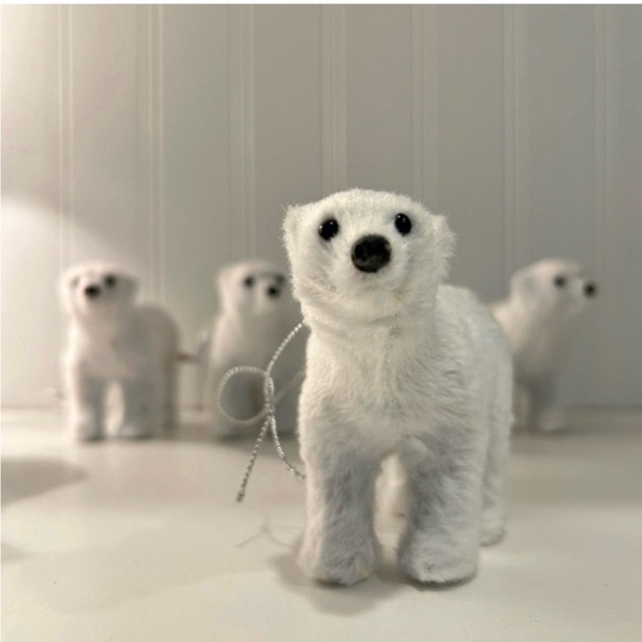 Set of 5 White Polar Bears ornaments - Picture 5 of 8